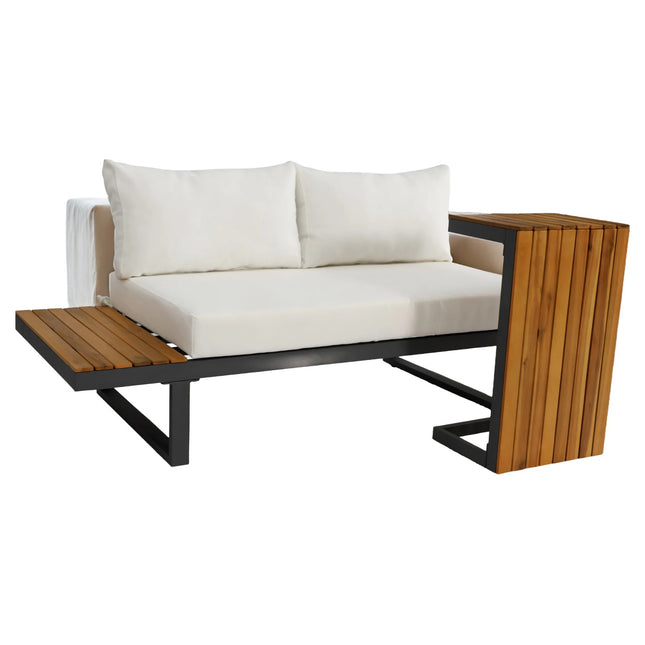 Loungebank tuin set Darcio wit aluminium 240cm met tafels