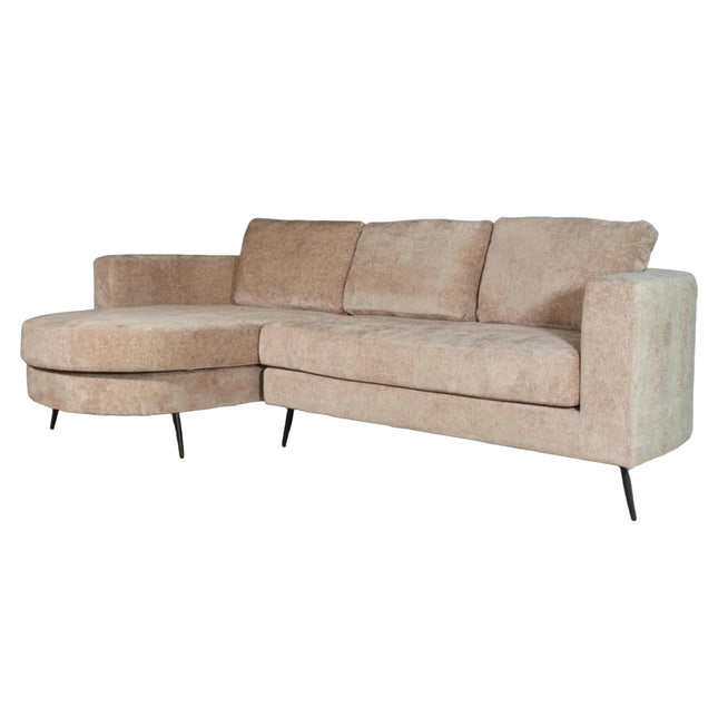 Hoekbank Nox rond taupe chenille 250cm links