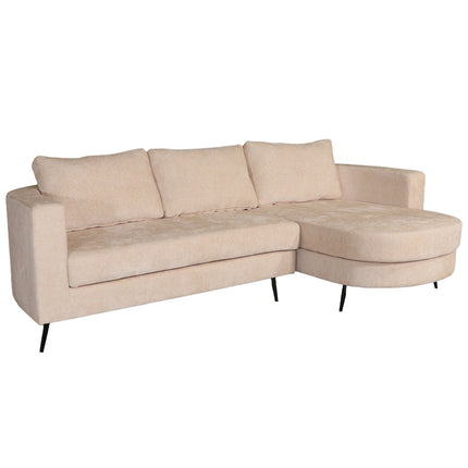 Hoekbank Nox rond zand chenille 250cm rechts