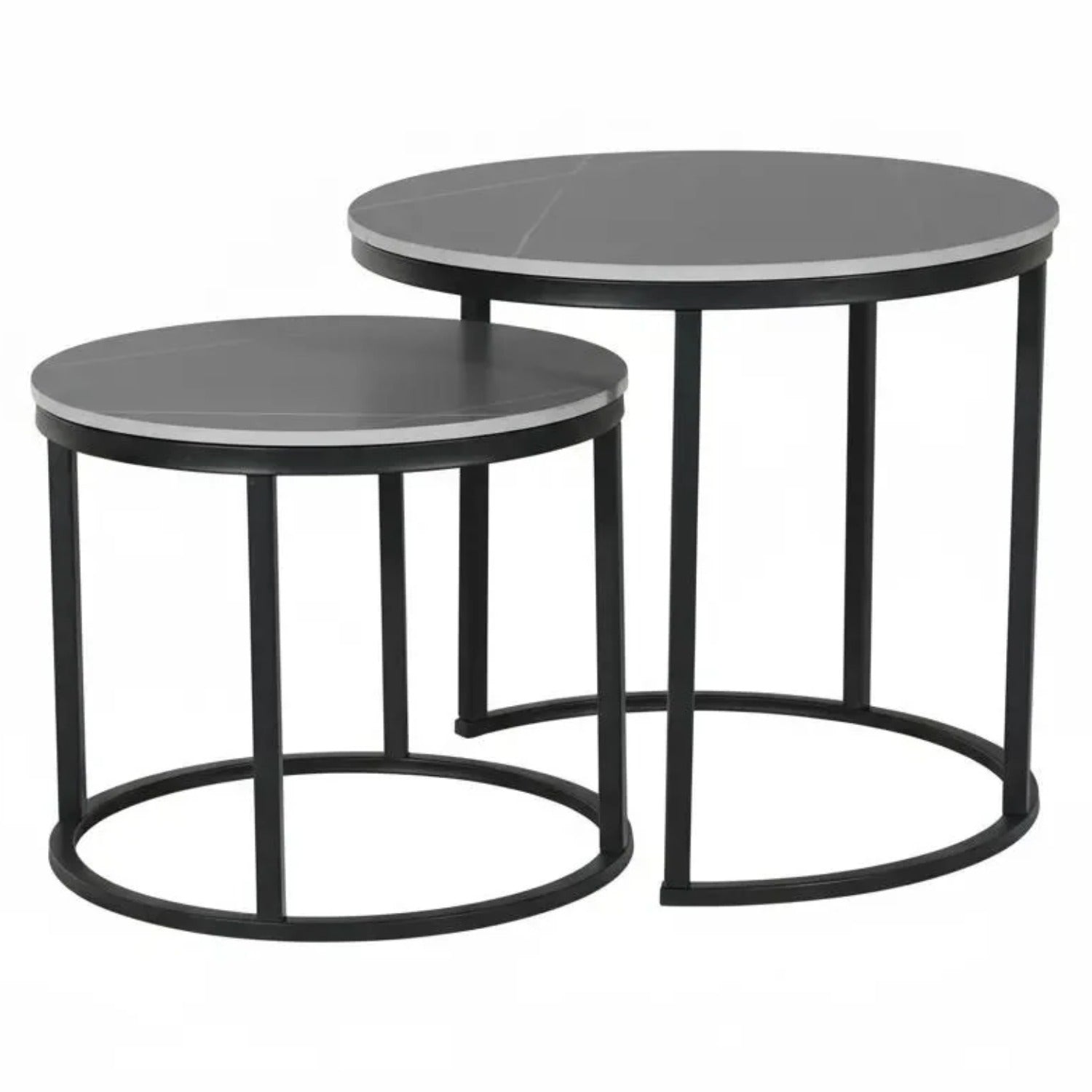 Salontafelset Aboni mangohout 70 en 55 cm rond Salontafelset Aboni mangohout 70 en 55 cm rond