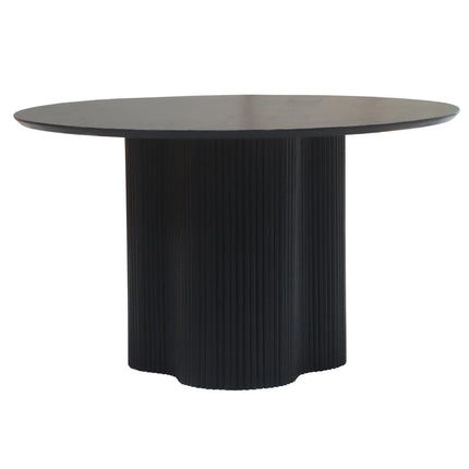 Eettafel Japandi organisch Demi rond 130cm zwart mangohout