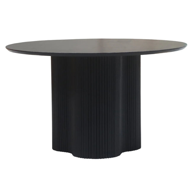 Eettafel Japandi organisch Demi rond 130cm zwart mangohout