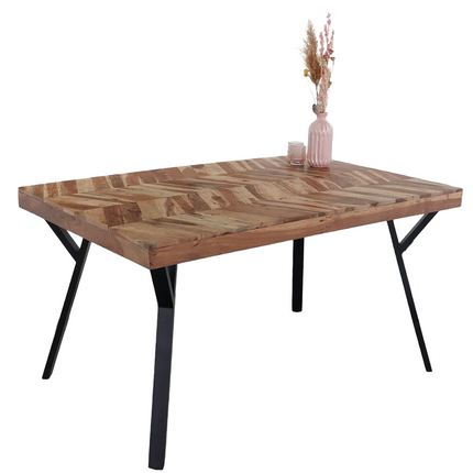 Eettafel Danae hongaarse punt 140cm bruin acaciahout