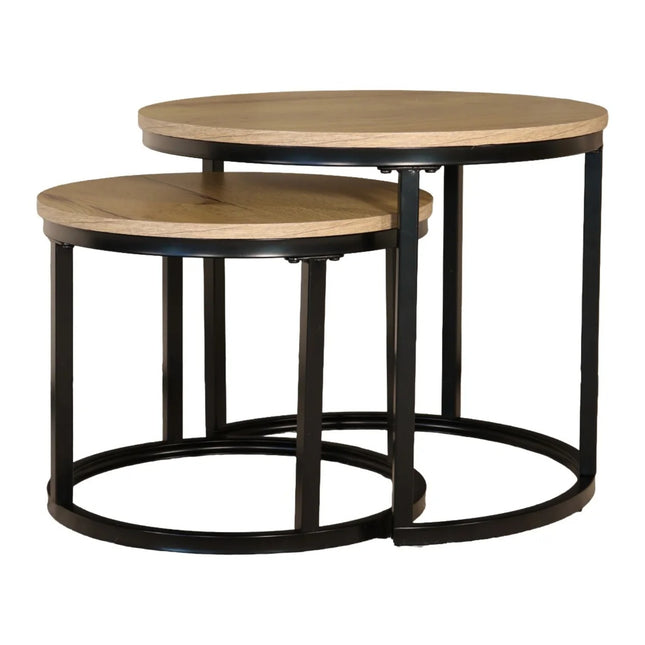 Salontafel rond 2delig lichtbruin MDF Rutger