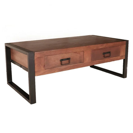 Salontafel rechthoekig met lades walnoot mangohout 120cm Kai