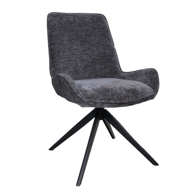 SET DEAL: 6 Eetkamerstoelen draaibaar zwart stof Marloes