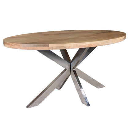 Eettafel Lucas ovaal 160cm lichtbruin met zilver mangohout