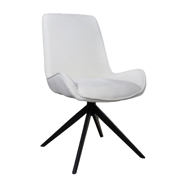 SET DEAL: 6 Eetkamerstoelen draaibaar gebroken wit stof Marloes