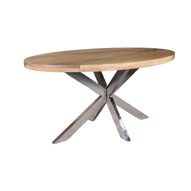 Eettafel Lucas ovaal 160cm lichtbruin met zilver mangohout