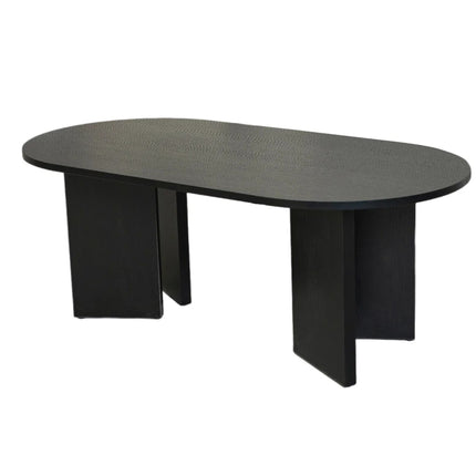 Salontafel Japandi ovaal zwart melamine 120cm Hano