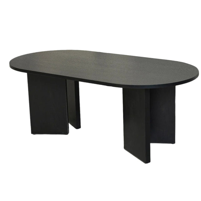 Salontafel Japandi ovaal zwart melamine 120cm Hano