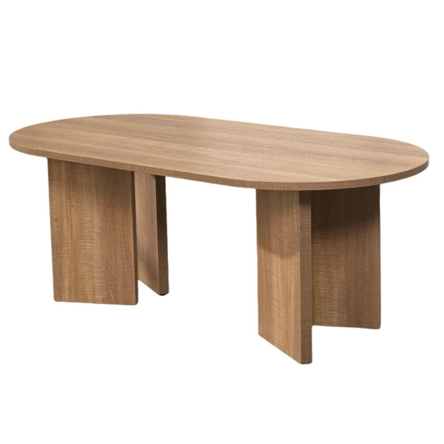 Salontafel Japandi ovaal lichtbruin melamine 120cm Hano