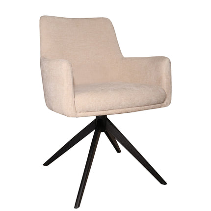 SET DEAL 4 stuks: Eetkamerstoel draaibaar beige chenille Nola
