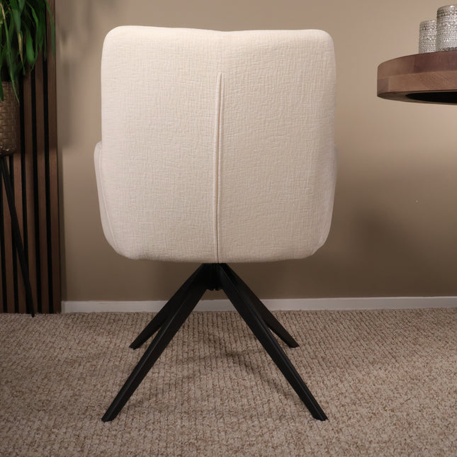 SET DEAL 6 stuks: Eetkamerstoel draaibaar beige chenille Nola