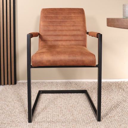 SET DEAL 4 stuks: Eetkamerstoel cognac microvezel Noor