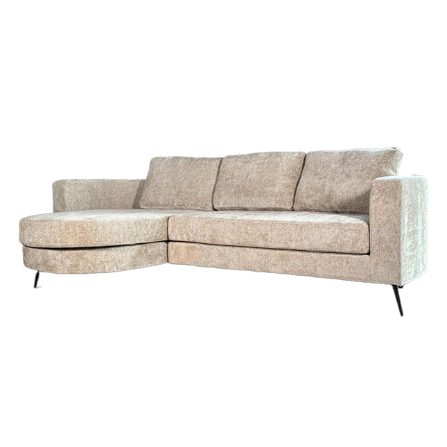 Hoekbank Nox rond taupe chenille 250cm links