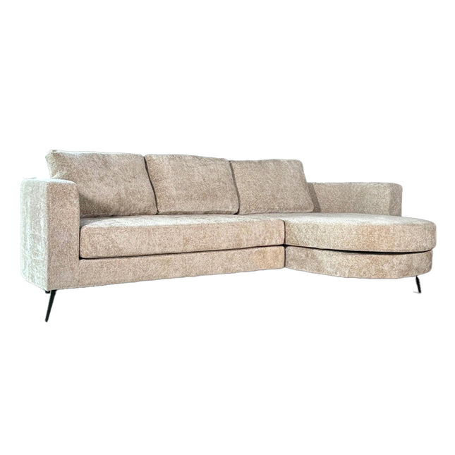 Hoekbank Nox rond taupe chenille 250cm rechts