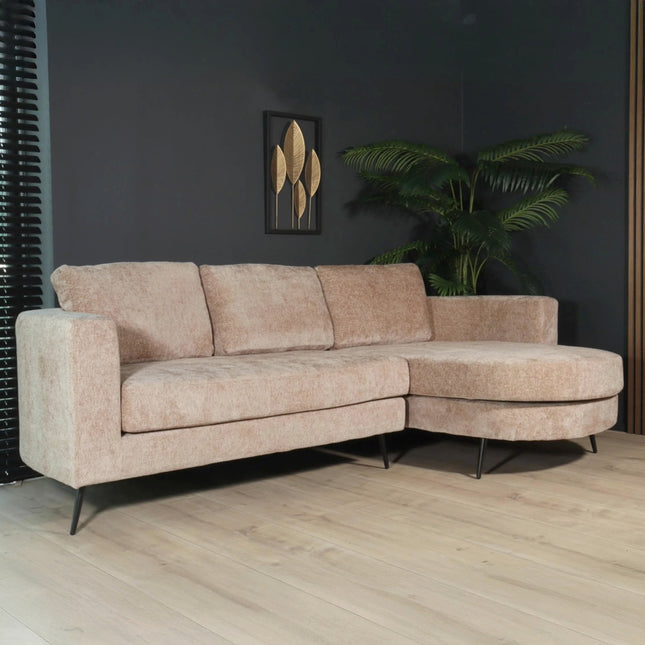Hoekbank Nox rond taupe chenille 250cm rechts