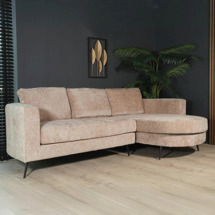 Hoekbank Nox rond taupe chenille 250cm rechts
