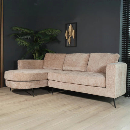 Hoekbank Nox rond taupe chenille 250cm links