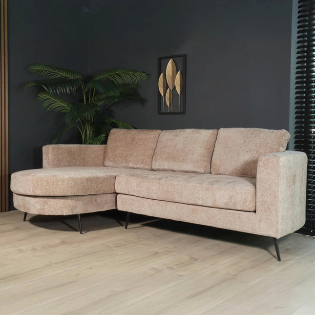 Hoekbank Nox rond taupe chenille 250cm links