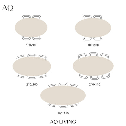 Eettafel marmerlook Jovi ovaal 240cm zwart MDF