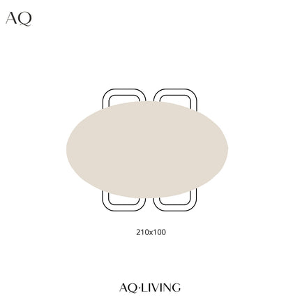 Eettafel Japandi deens ovaal 210cm bruin fineer Lennox