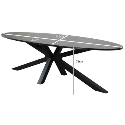 Eettafel Rato ovaal 260cm zwart MDF