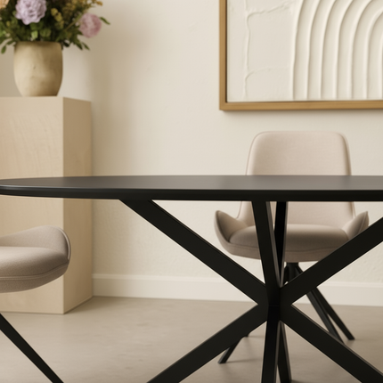 Eettafel Rato ovaal 160x100cm zwart MDF