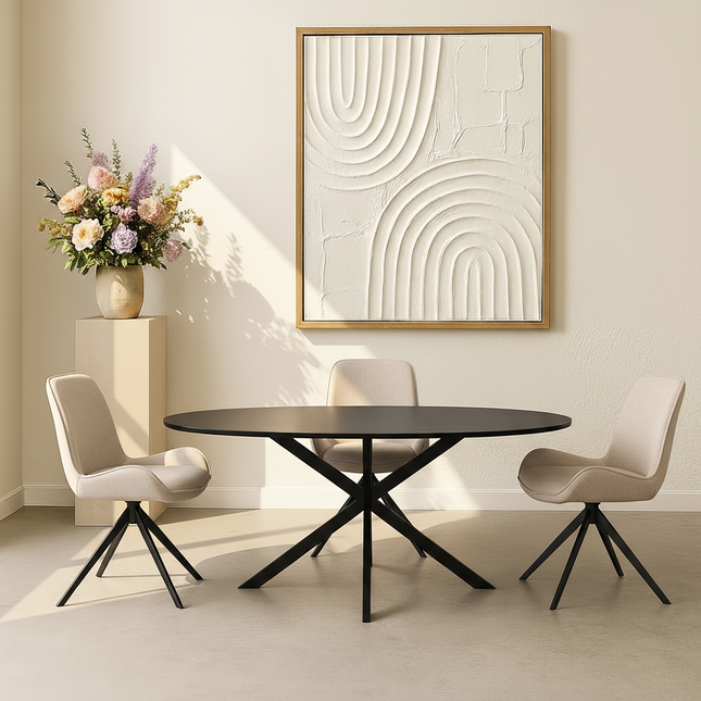 Eettafel Rato ovaal 160cm zwart MDF