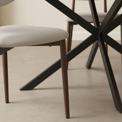 Eetkamerstoel Japandi beige Reika walnoot