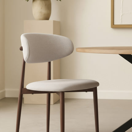 SET DEAL 4 stuks: Eetkamerstoel Japandi beige Reika walnoot