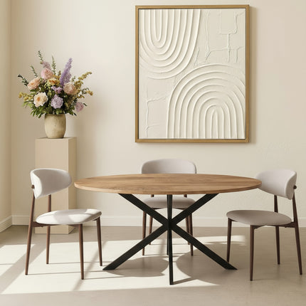 SET DEAL 6 stuks: Eetkamerstoel Japandi beige Reika walnoot
