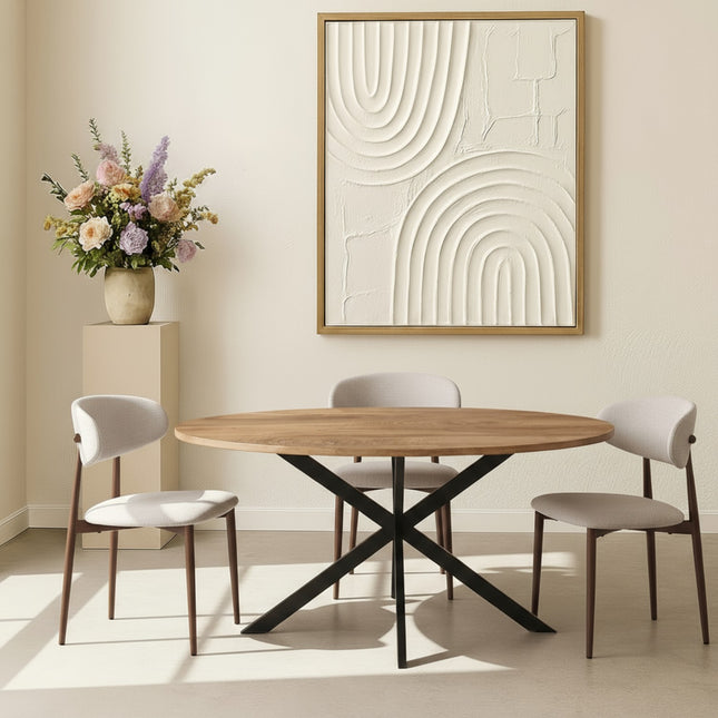 SET DEAL 6 stuks: Eetkamerstoel Japandi beige Reika walnoot