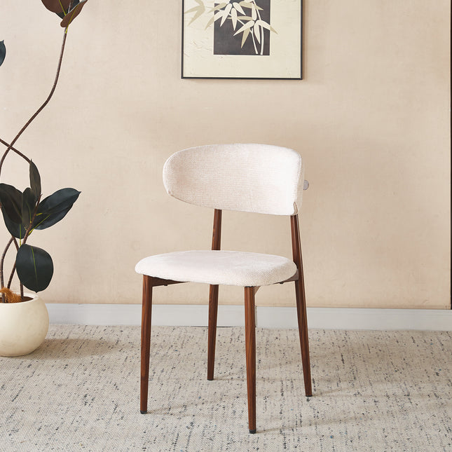 Eetkamerstoel Japandi beige Reika walnoot