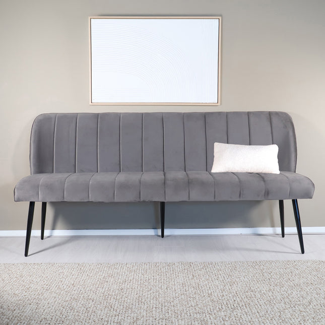 Eetkamerbank Sally 180cm grijs velvet