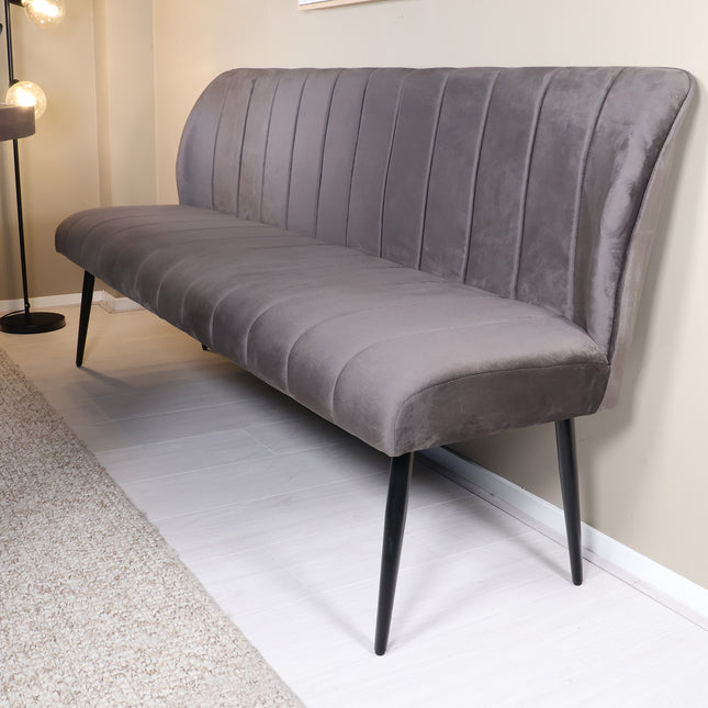 Eetkamerbank Sally 180cm grijs velvet