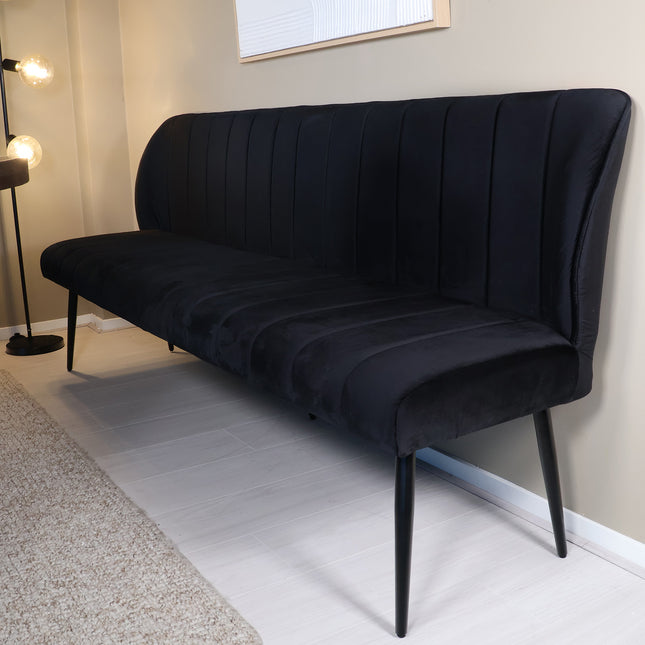 Eetkamerbank Sally 200cm zwart velvet