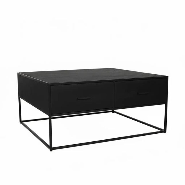 Salontafel visgraat vierkant zwart mangohout 100cm Besti