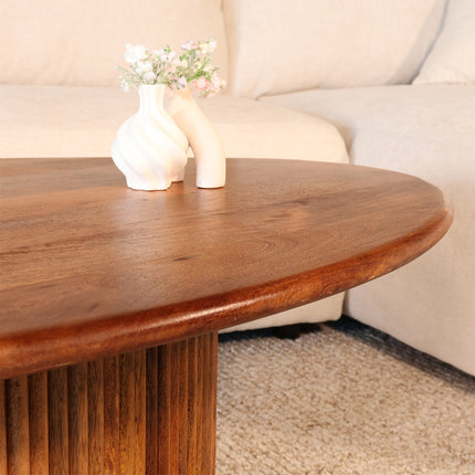 Salontafel ovaal bruin mangohout 120cm Moki