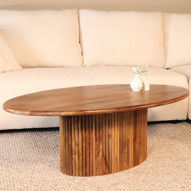 Salontafel ovaal bruin mangohout 120cm Moki