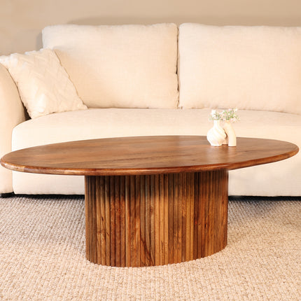 Salontafel ovaal bruin mangohout 120cm Moki