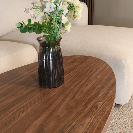Salontafel ovaal bruin melamine 130cm Denzel