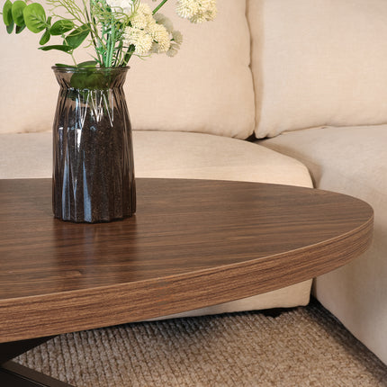 Salontafel ovaal bruin melamine 130cm Denzel