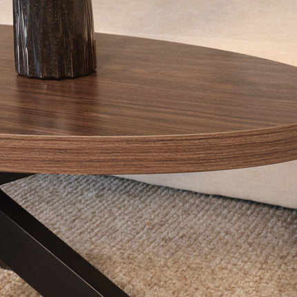 Salontafel ovaal bruin melamine 130cm Denzel