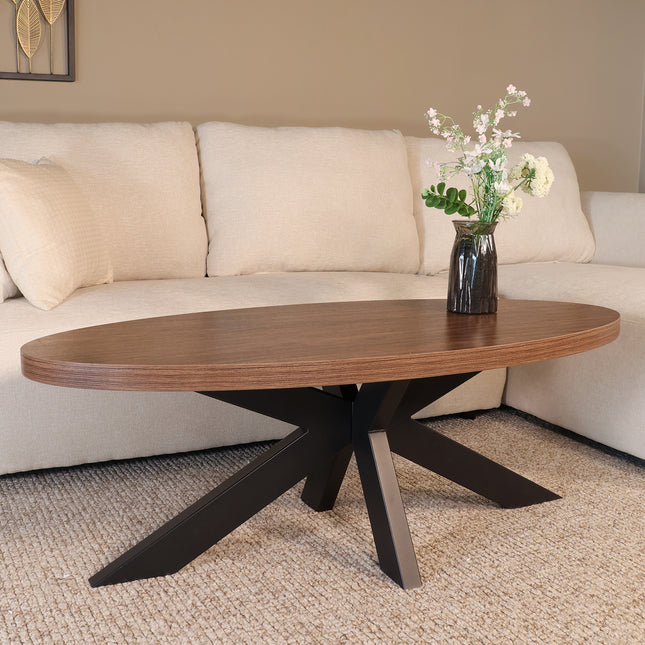 Salontafel ovaal bruin melamine 130cm Denzel