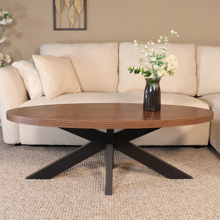 Salontafel ovaal bruin melamine 130cm Denzel