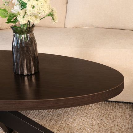 Salontafel ovaal eiken donker walnoot 130cm Denzel