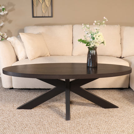 Salontafel ovaal eiken donker walnoot 130cm Denzel