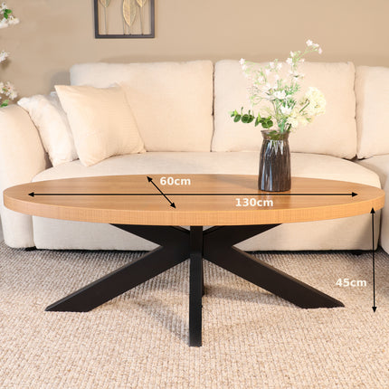 Salontafel ovaal lichtbruin melamine 130cm Denzel